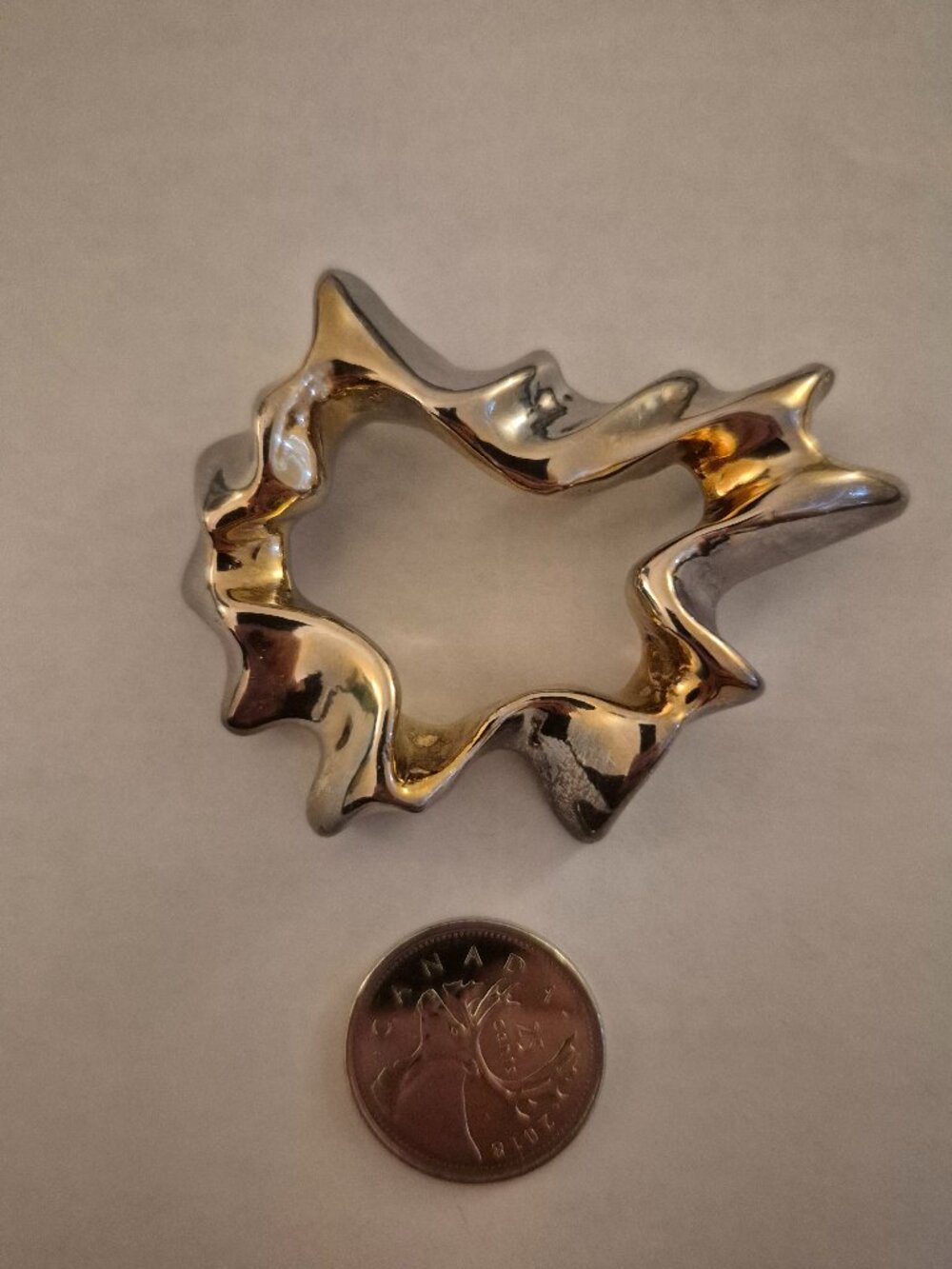 Vtg Modernist Sterling Silver Washed Gold Electroform Brooch Pendant Converter